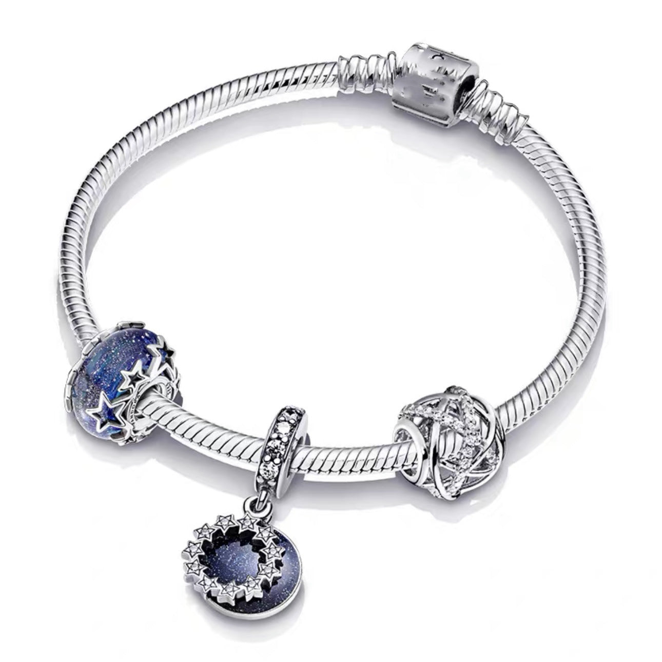 Wholesale S925 Sterling Silver Blue Ocean Star Language Star Valentine's Day Bracelet