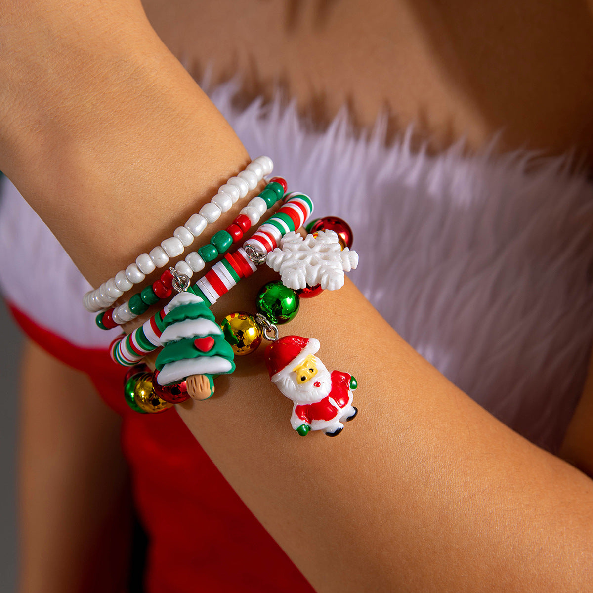 Wholesale Christmas Jewelry Cute Bell Elk Snowman Bracelet Set ACC-BT-YongGe007