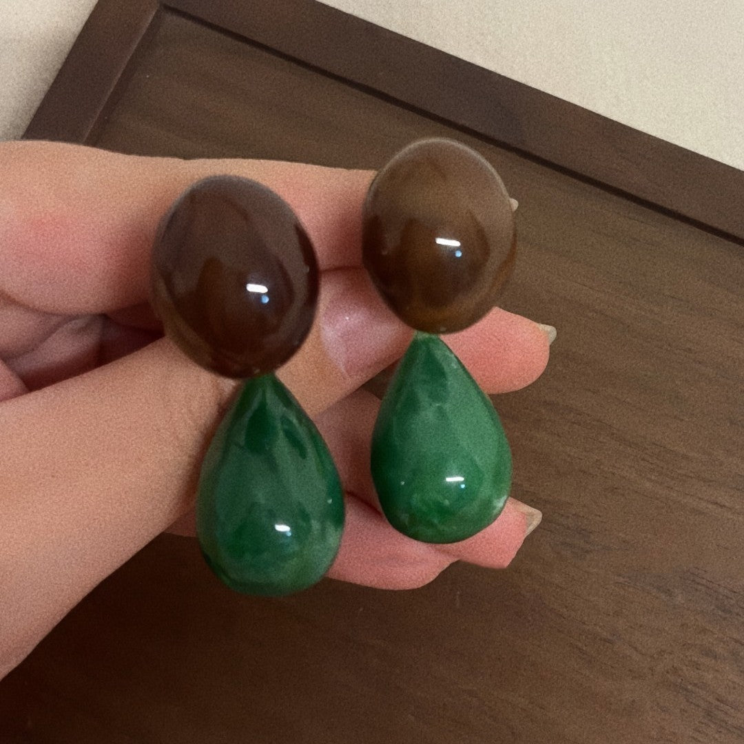 Wholesale Resin Electroplated Ear Studs French Light Luxury Geometric 2025 New Style Women' s Jewelry Accessory