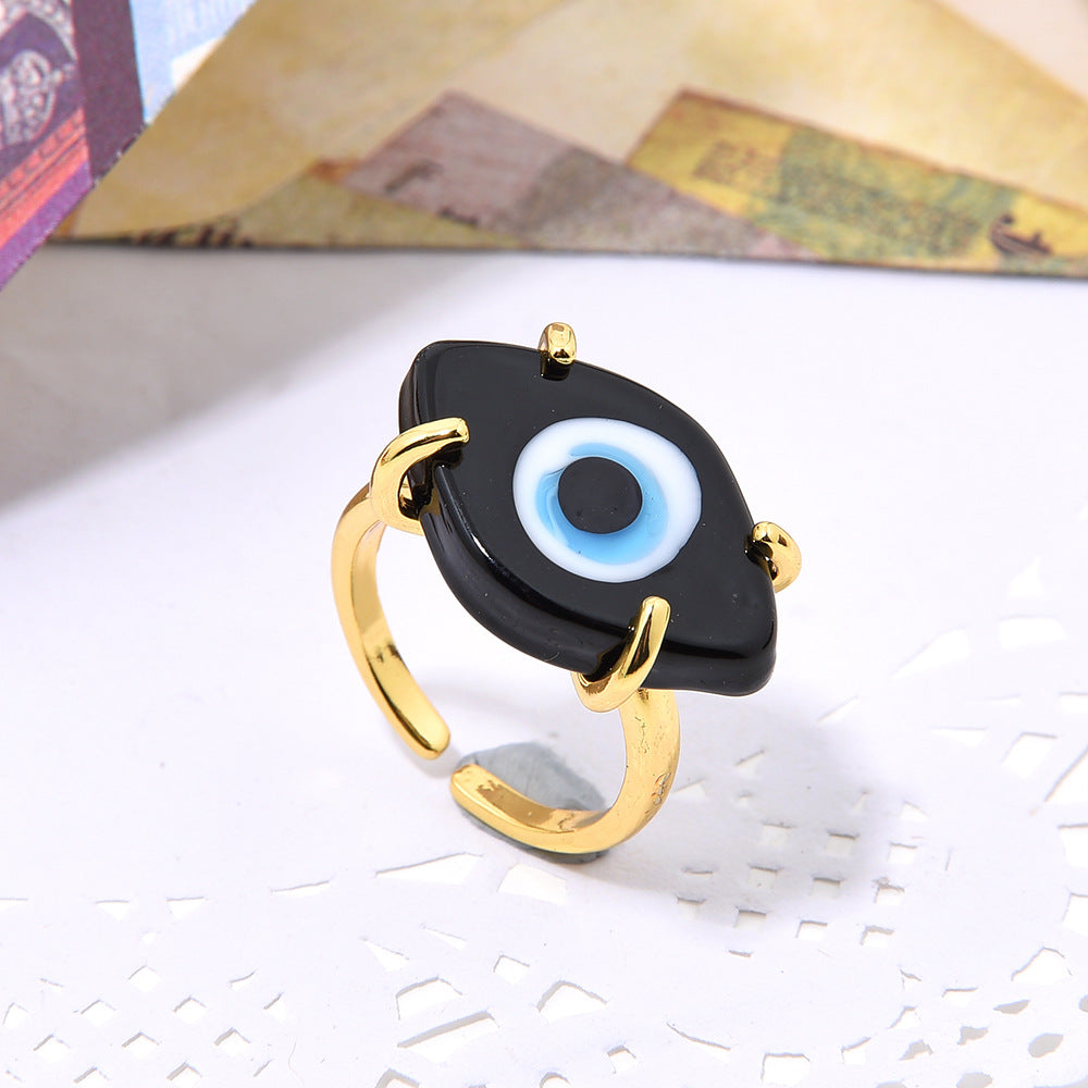 Wholesale Bohemian copper inlaid glass eye ring