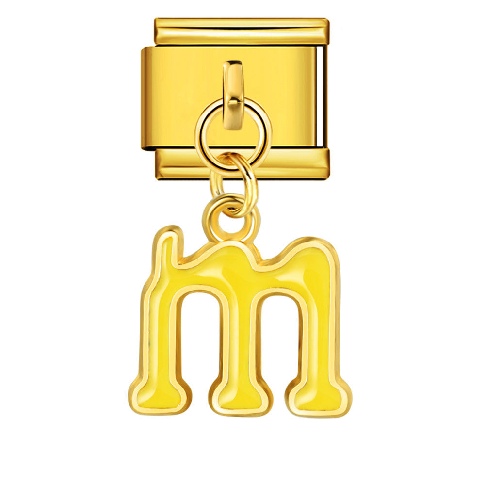 Wholesale Italian Charm Bracelet 9mm DIY Splicing Letter Series Stainless Steel Composable Bracelet