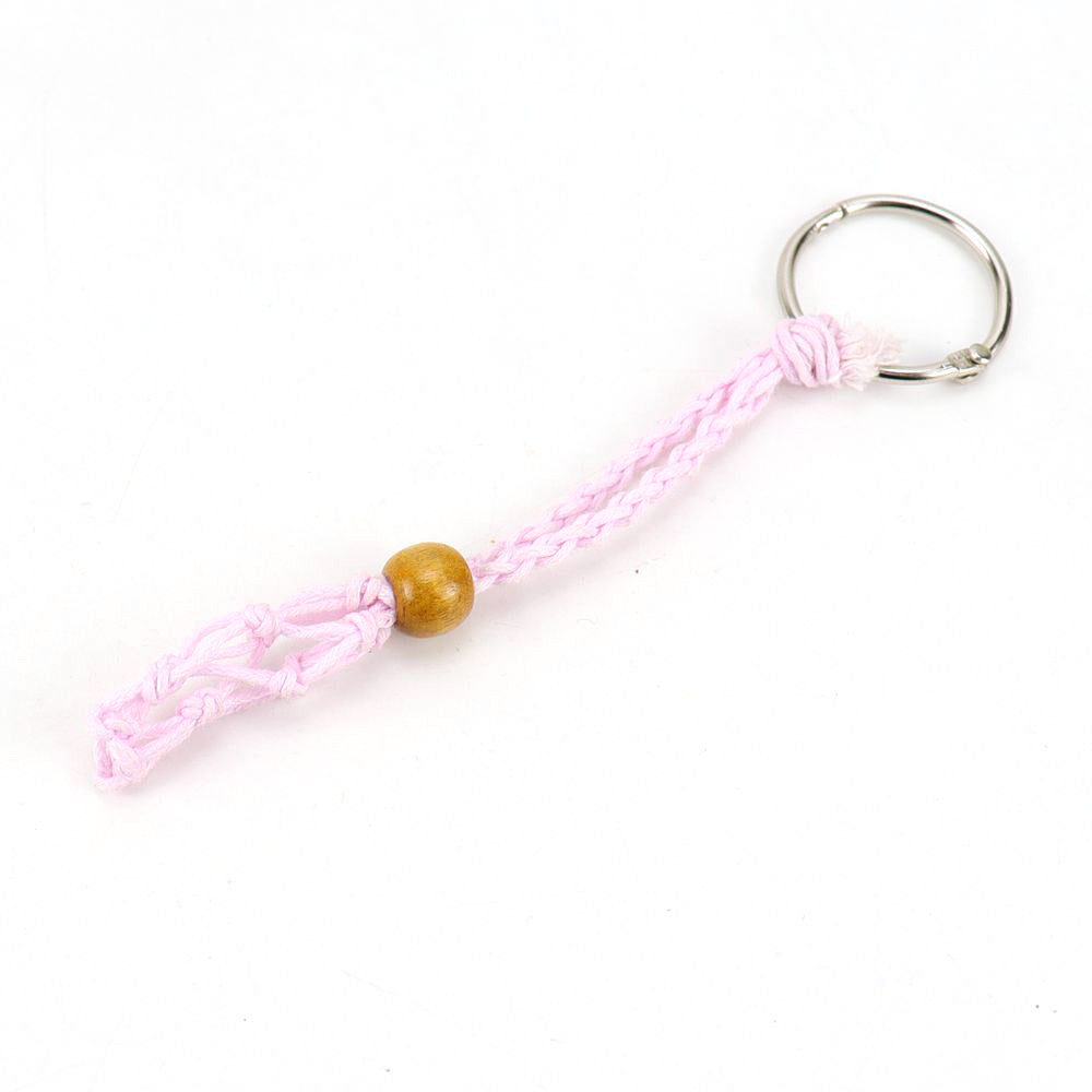 Wholesale Natural Stone Crystal Handwoven Mesh Bag Keychain Adjustable Retractable Mesh Bag ACC-KC-HanX002