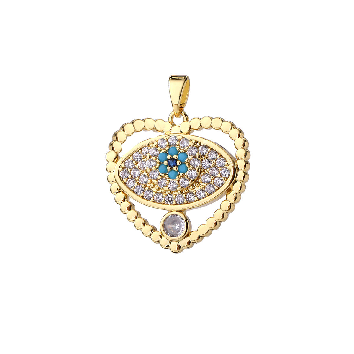 Wholesale Fashion Boho Evil Eye Gold Plated Brass Zircon Pendant For DIY Necklace Making Boutique Resale