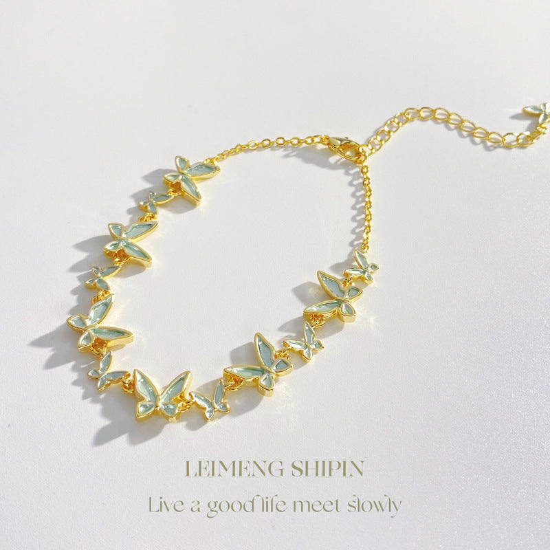 Wholesale Glaze Blue Butterfly Bracelet