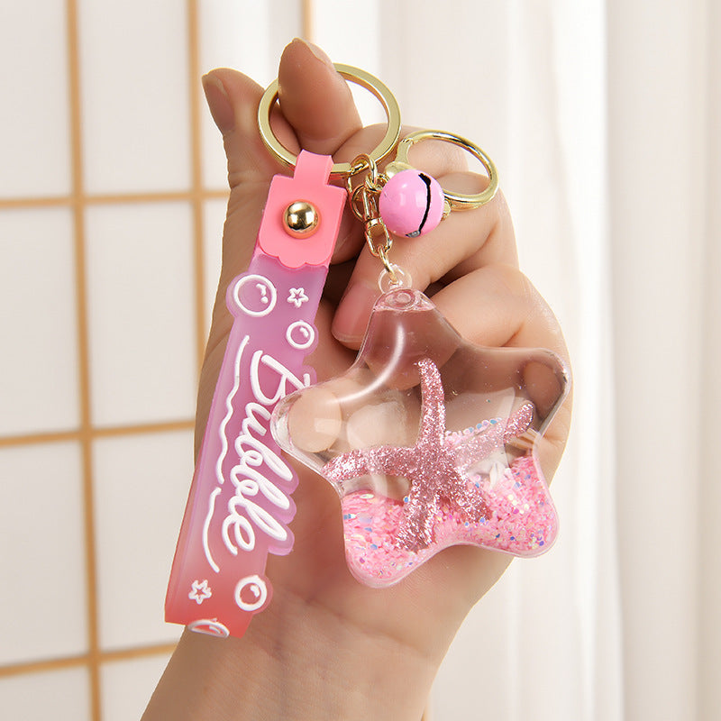 Wholesale quicksand star conch creative keychain