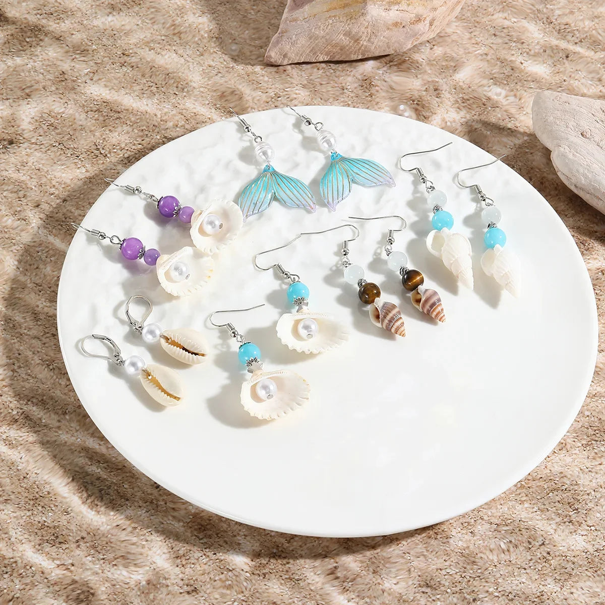 Wholesale White Shell Pearl Natural Stone Earring