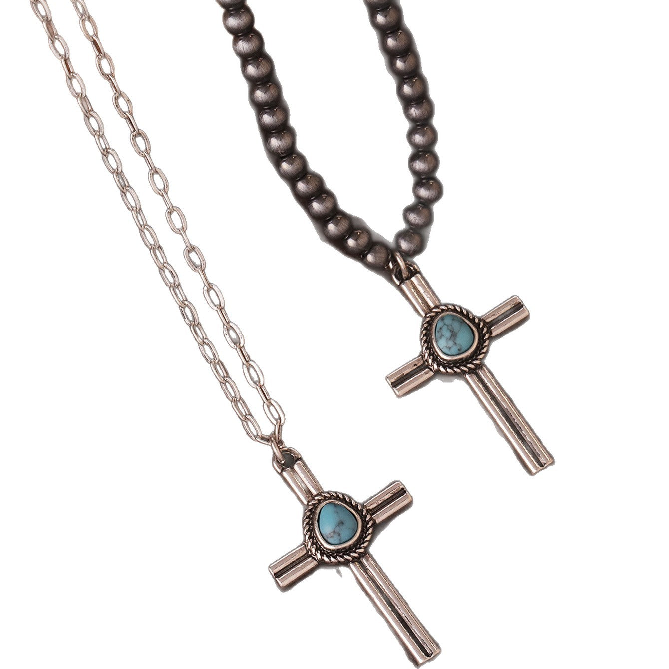 Wholesale Western Cowboy Turquoise Beaded Stackable Necklace,  Trendy Layering Jewelry Accessory