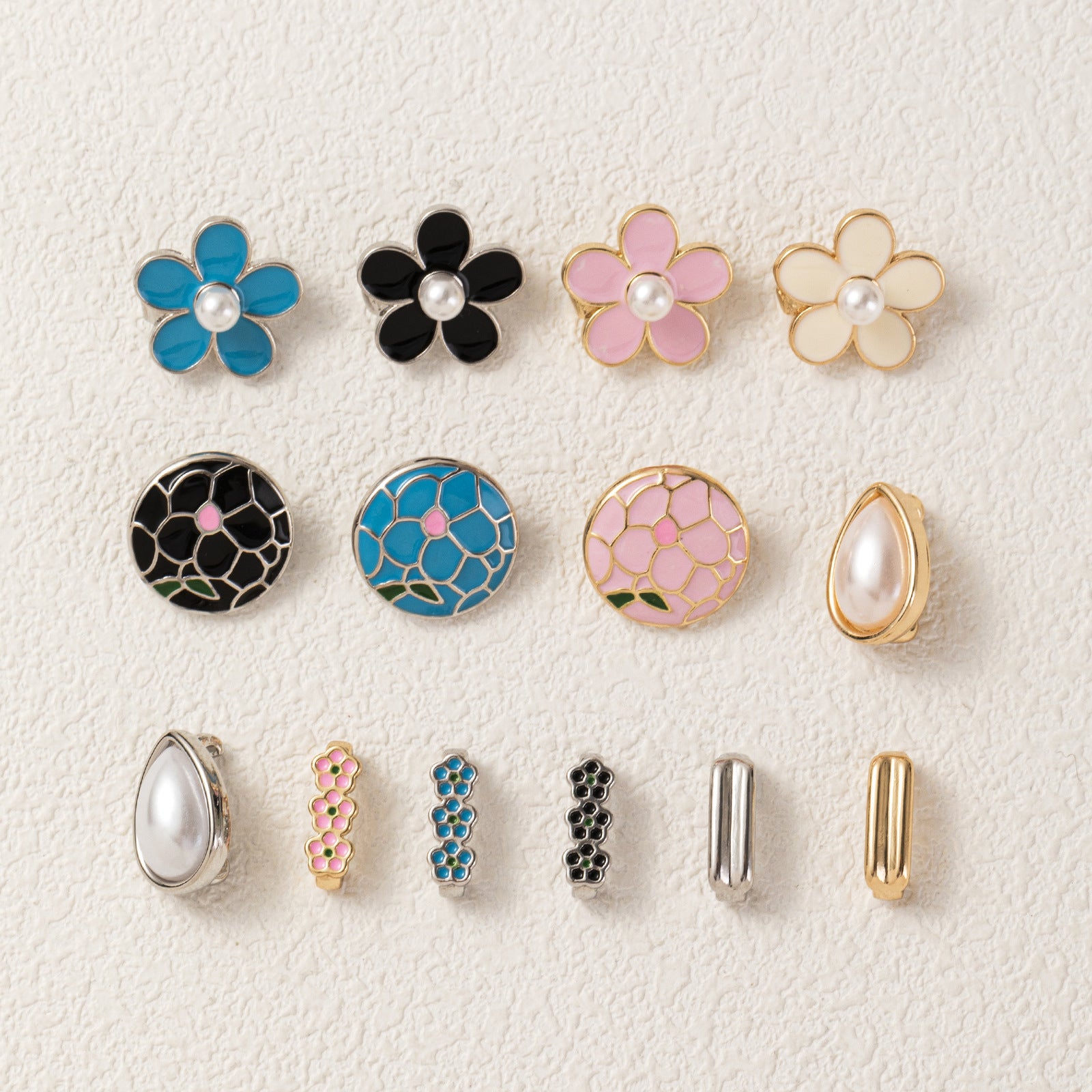 Wholesale Electroplated Copper Flip Flop Charm Blue Flower Pearl Enamel Versatile Decorative Accent For Everyday Wear