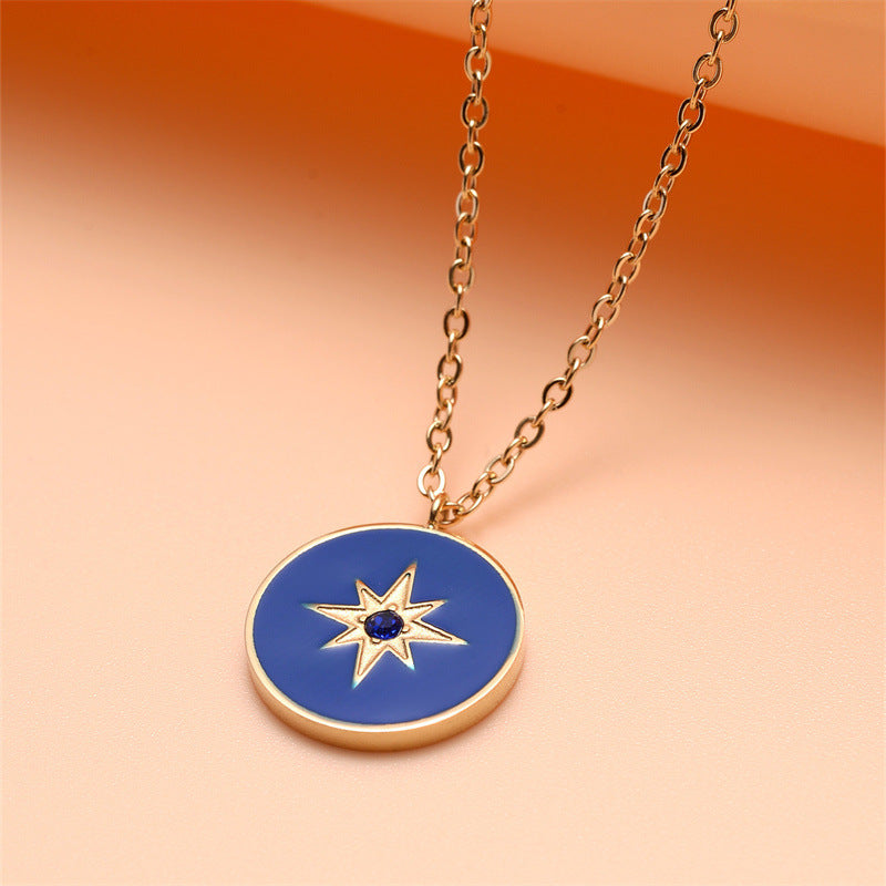 Wholesale Stainless steel star-shaped diamond necklace