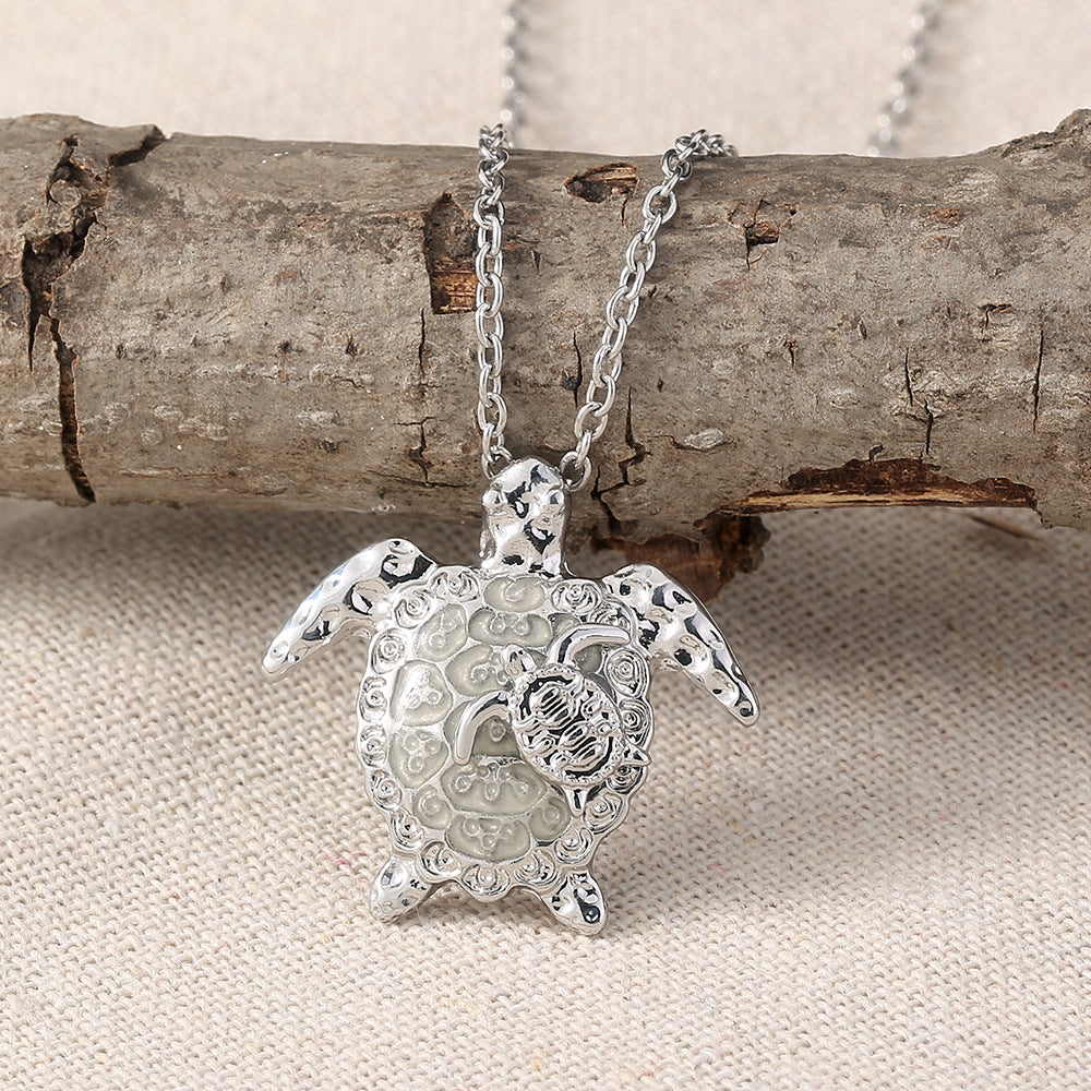 Wholesale mother and child turtle luminous pendant necklace