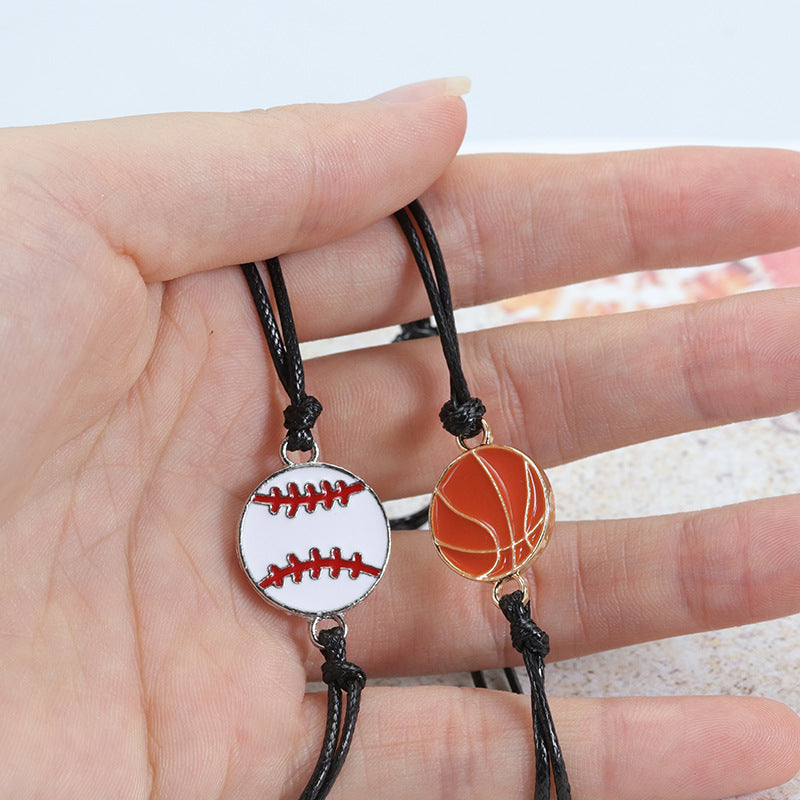 Wholesale Wax Thread Woven Baseball Football Hand Wristbands Basketball Bracelet