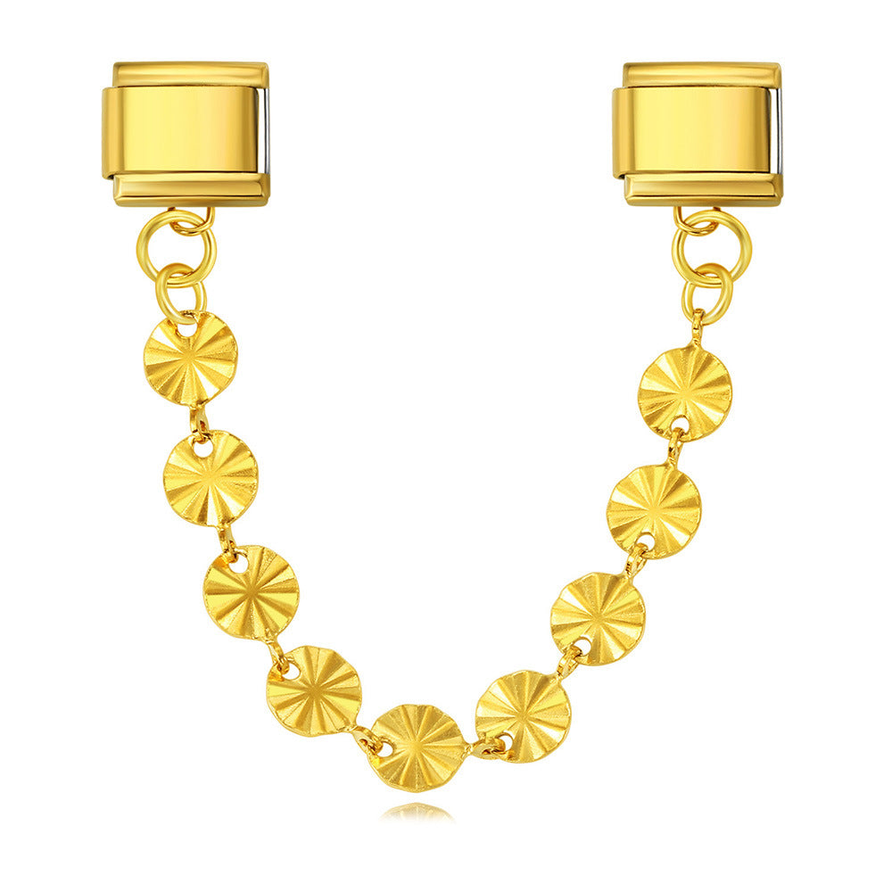 Wholesale Italian Charm Bracelet 9mm DIY Splicing Gold and Silver Double Pendant Stainless Steel Composable Bracelet