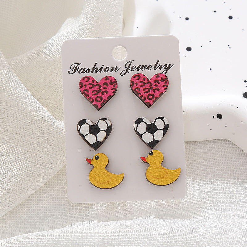 Wholesale Easter Egg Cartoon Egg Mushroom Love Wooden Earrings Set ACC-ES-XA001