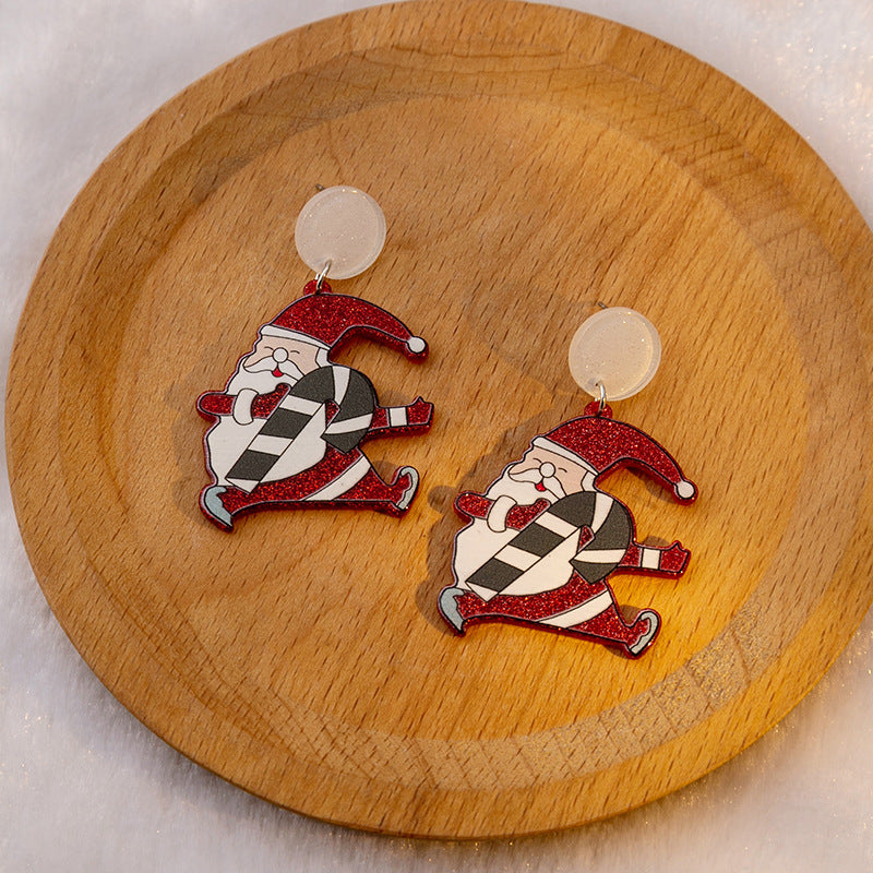 Wholesale Christmas Acryllic Card Claus Santa Earrings ACC-ES-MDD069