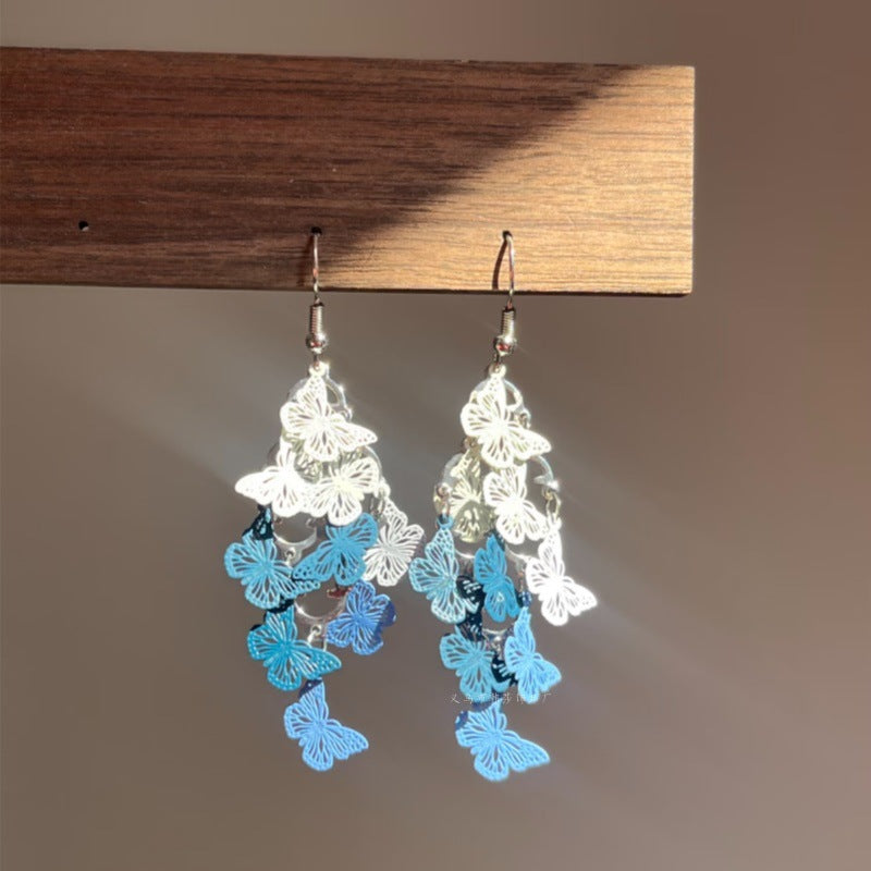 Wholesale Vintage Style Spring Butterfly Tassel Earrings