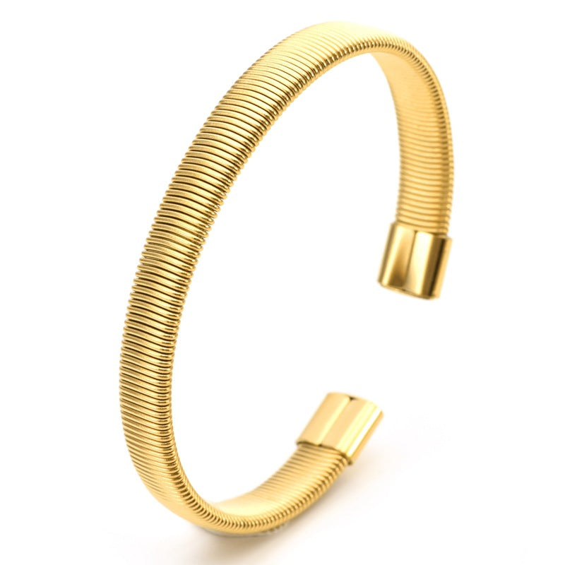 Wholesale Simple Elastic C- shaped Open Titanium steel Bracelet