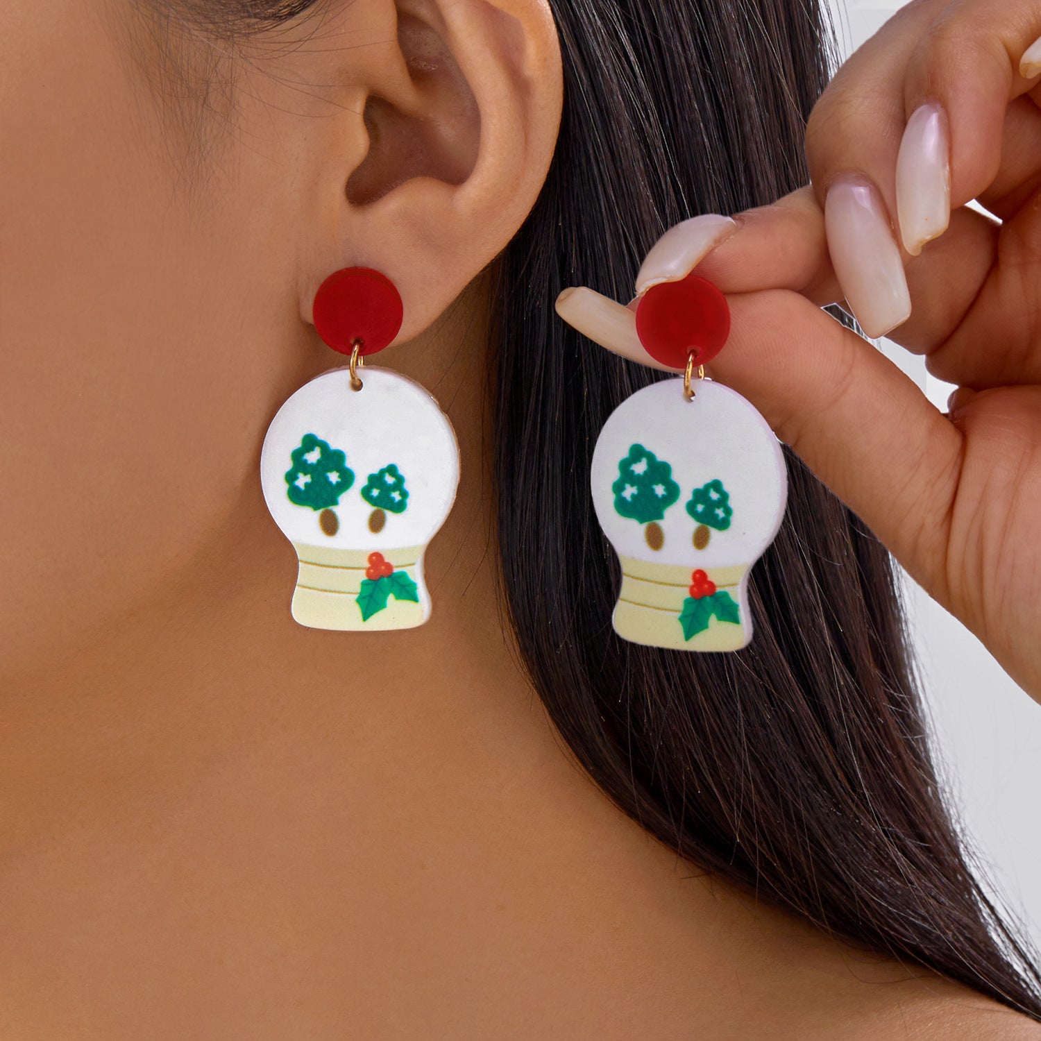 Wholesale Christmas Acrylic Colorful Christmas Tree Snowman Earrings