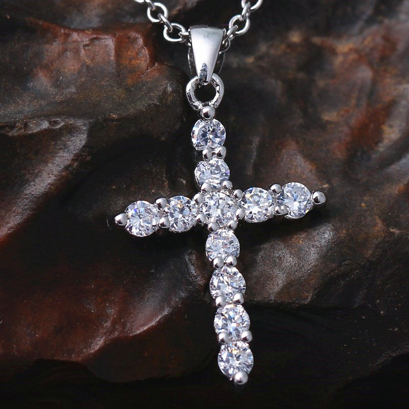 Wholesale  zircon cross pendant Cuban chain Necklaces