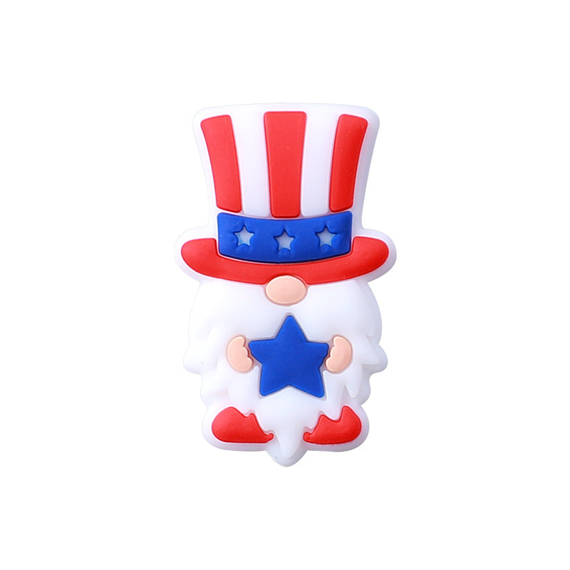 Wholesale 20pcs American Independence Day Bull Head Silicone Focal Beads DIY Beaded Pen Accessories ACC-BDS-HeXing016