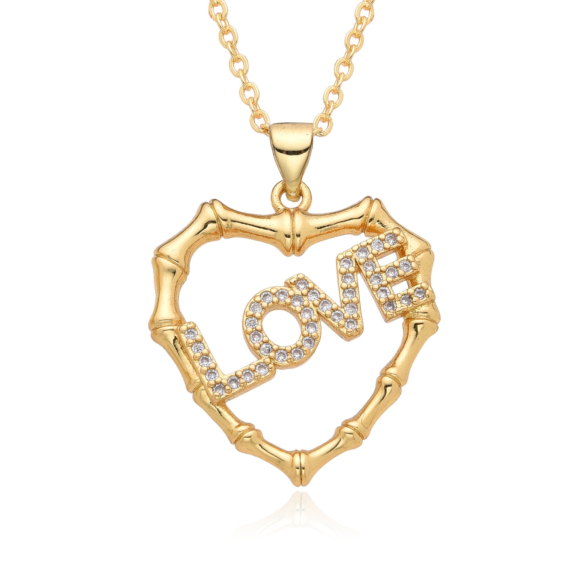 Wholesale  plated 18K gold  cute love pendant  full diamond necklace