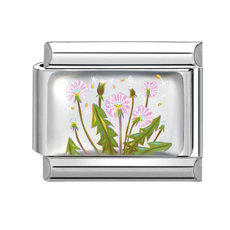 Wholesale 9mm Italian Charm Starter Bracelets DIY Flower Series Stainless Steel Composable Bracelet