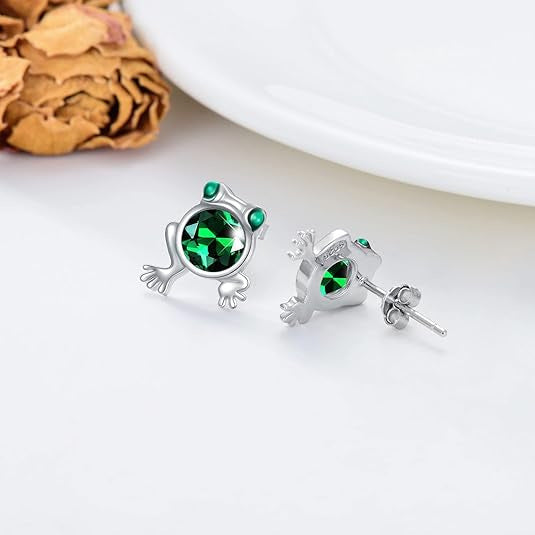 Wholesale  green diamond frog earrings