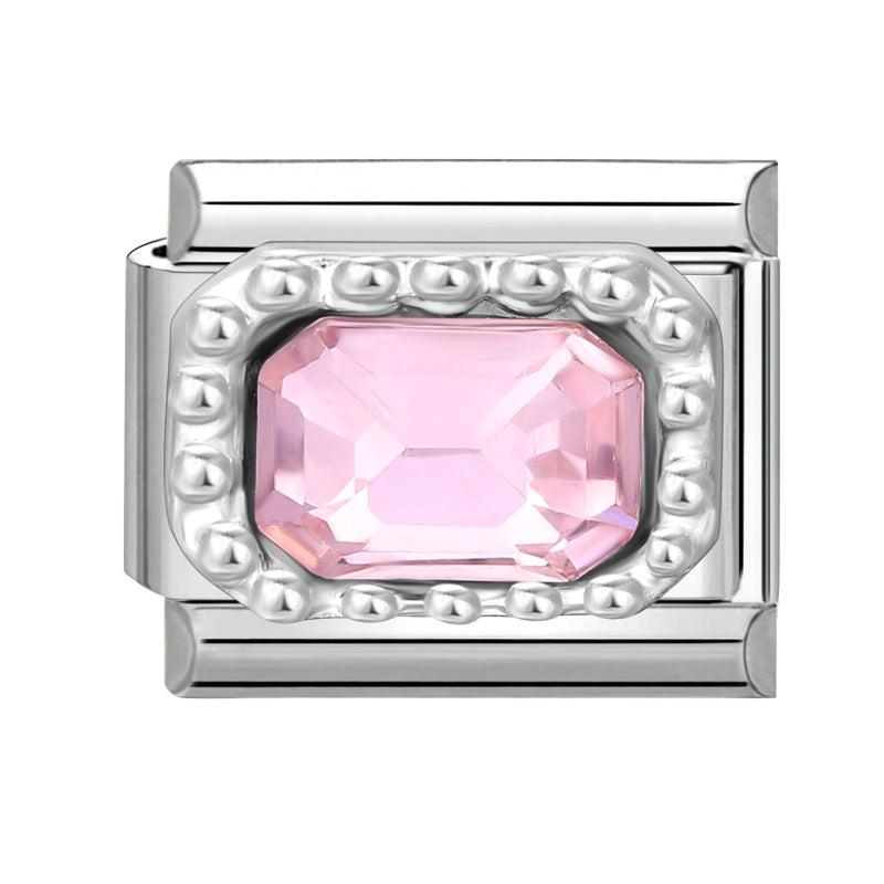 Wholesale Italian Charm Bracelet 9mm DIY Splicing Diamond Pendant Stainless Steel Composable Bracelet