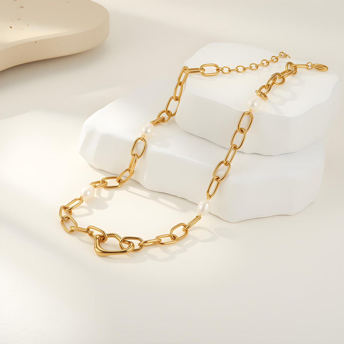 Wholesale Stainless steel mam-made pearl necklace and bracelet