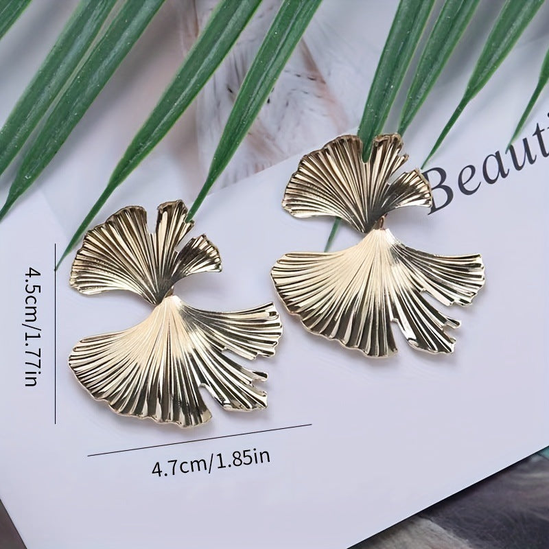 Wholesale  alloy double leaf metal earrings