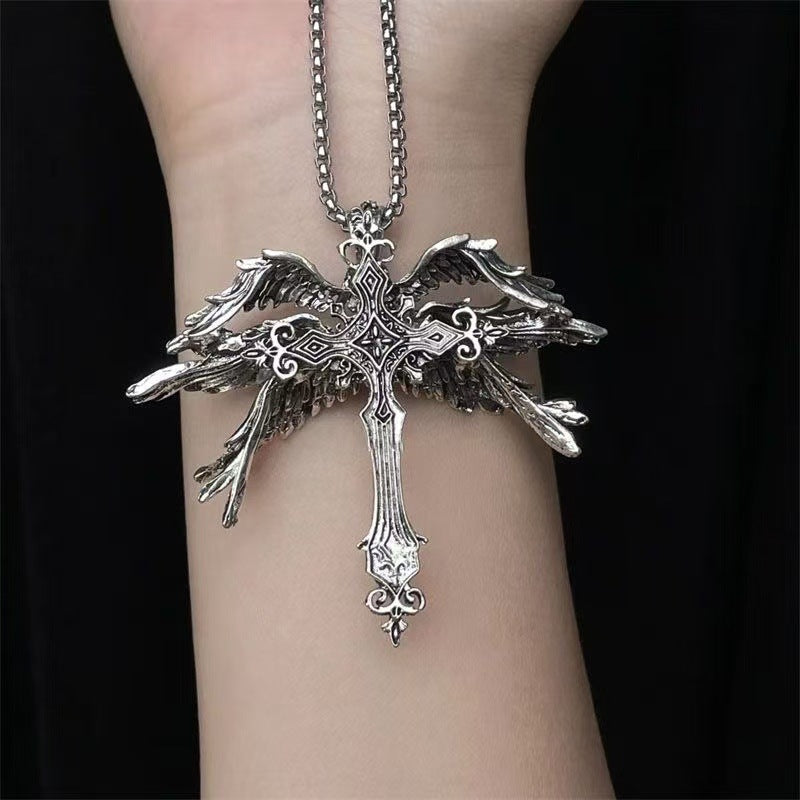 Wholesale  Retro Seraph Cross Necklace  Exaggerated Fashion Pendant