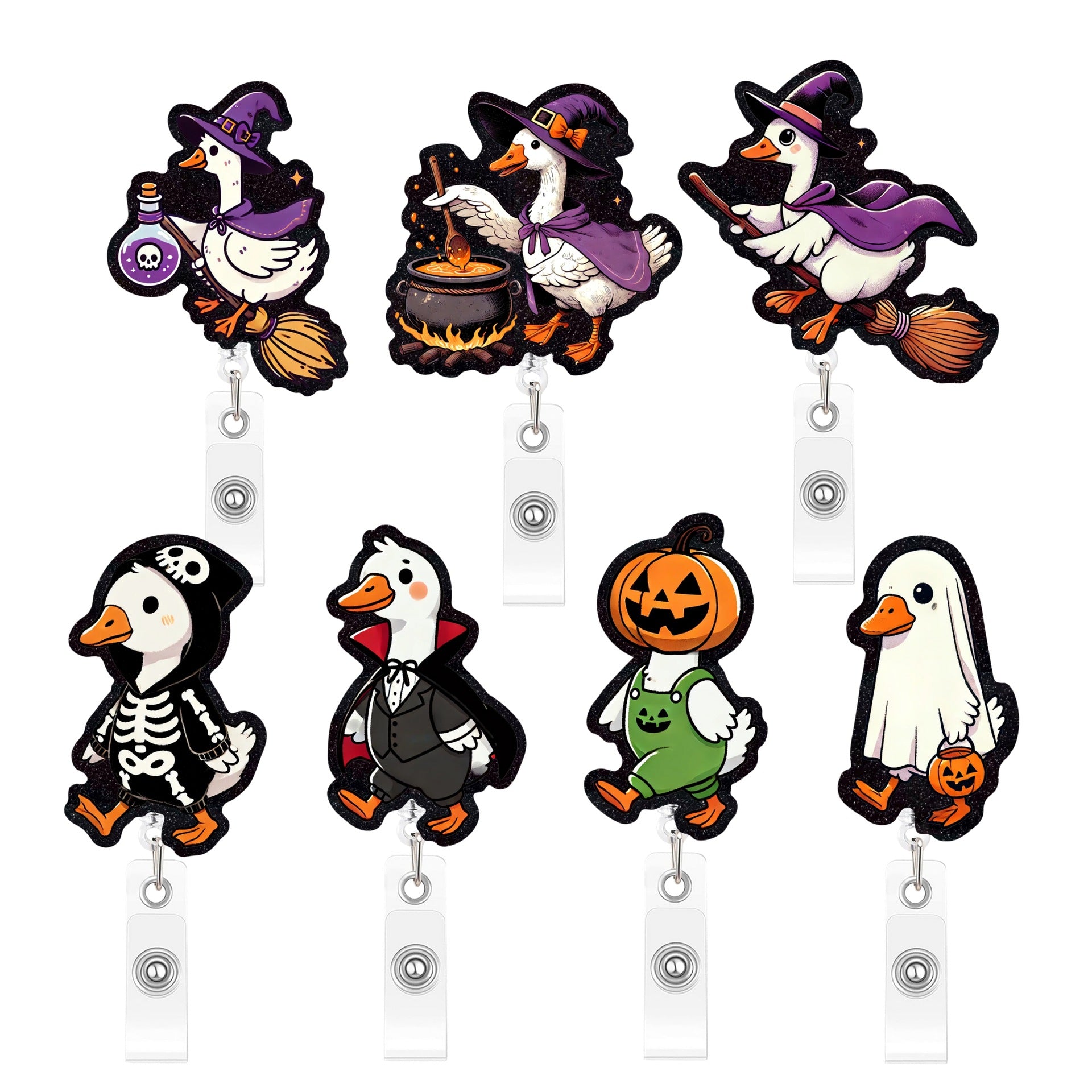 Wholesale Plastic  Badge Reels with Silly Goose Design,  Retractable Id Badge Holders,  Fun Party Accessory