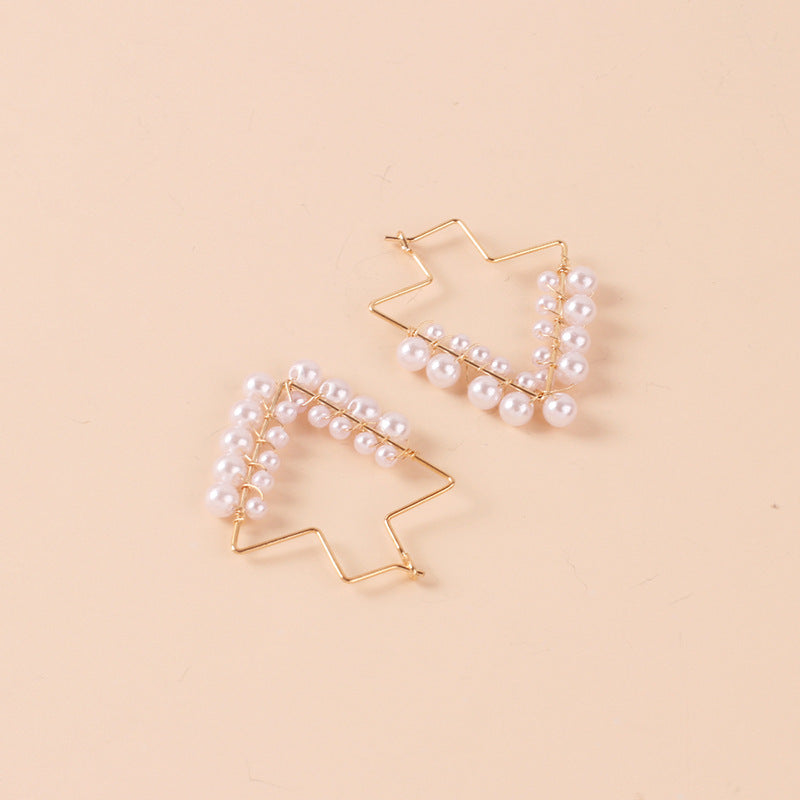 Wholesale Geometric Arrow Tassel Pearl Earrings