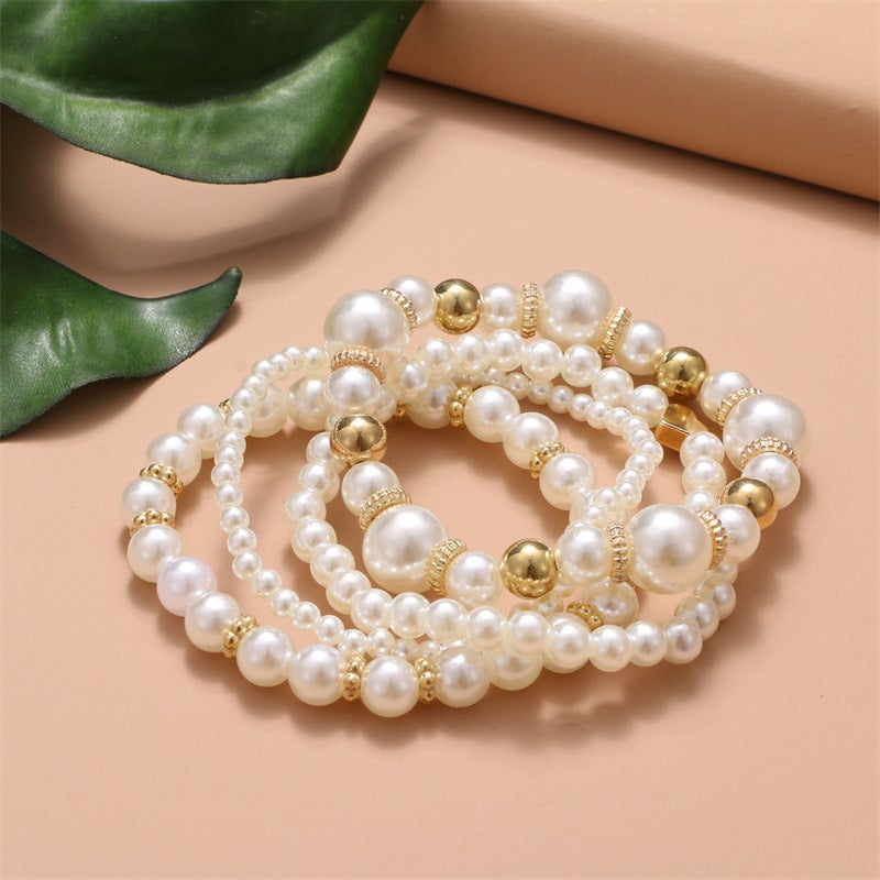 Wholesale Multi-layered Pearl Bracelet 4-piece Set Layered Bracelet Set ACC-BT-Chens002