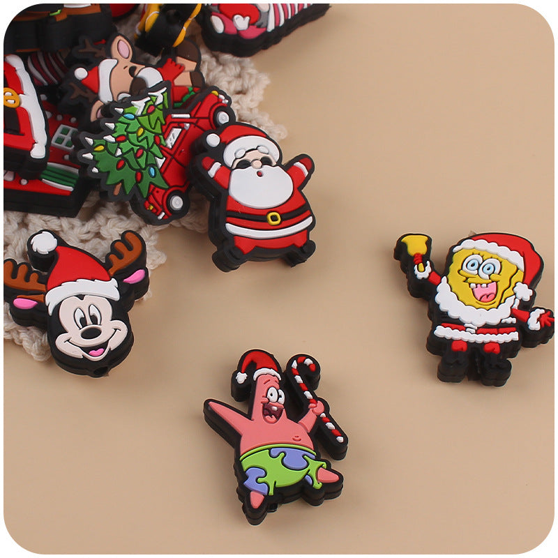 Wholesale 10pcs Cartoon Christmas Santa Claus Silicone Beads Focal Beads DIY Accessories  ACC-BDS-GuangTian050