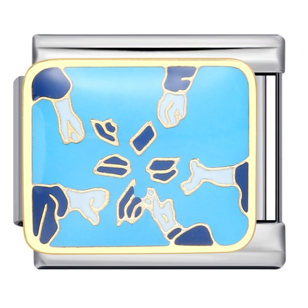 Wholesale Italian Charm Bracelet 9mm DIY Splicing Removable Gold Plated Oil Drop Cartoon Stainless Steel Composable Bracelet