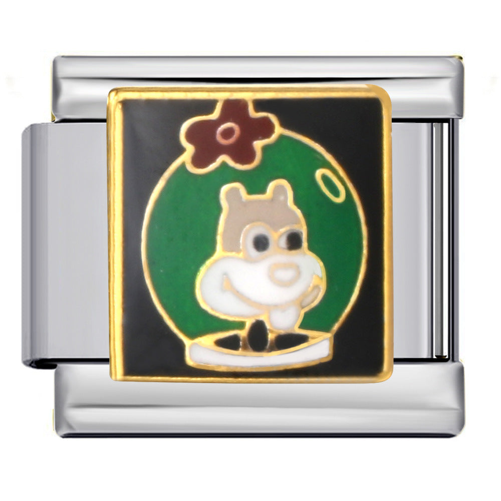 Wholesale Italian Charm Bracelet 9mm DIY Splicing Removable Oil Drop Animal Stainless Steel Composable Bracelet