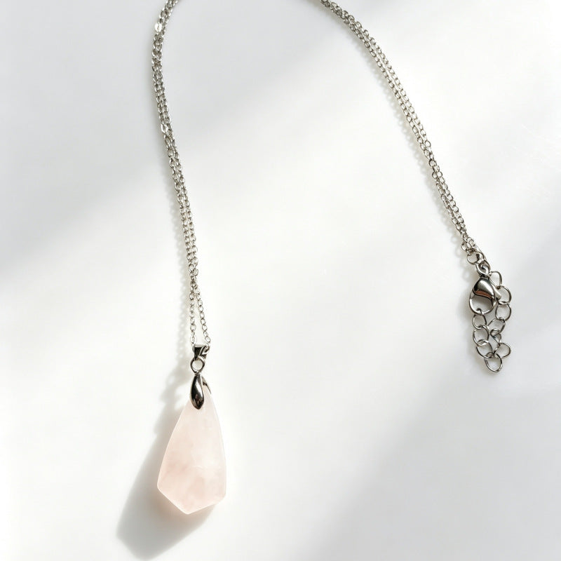 Wholesale Faceted Natural Amethyst Pendant Necklace Bohemian Geometric Jewelry Accessory For Boutique Resale