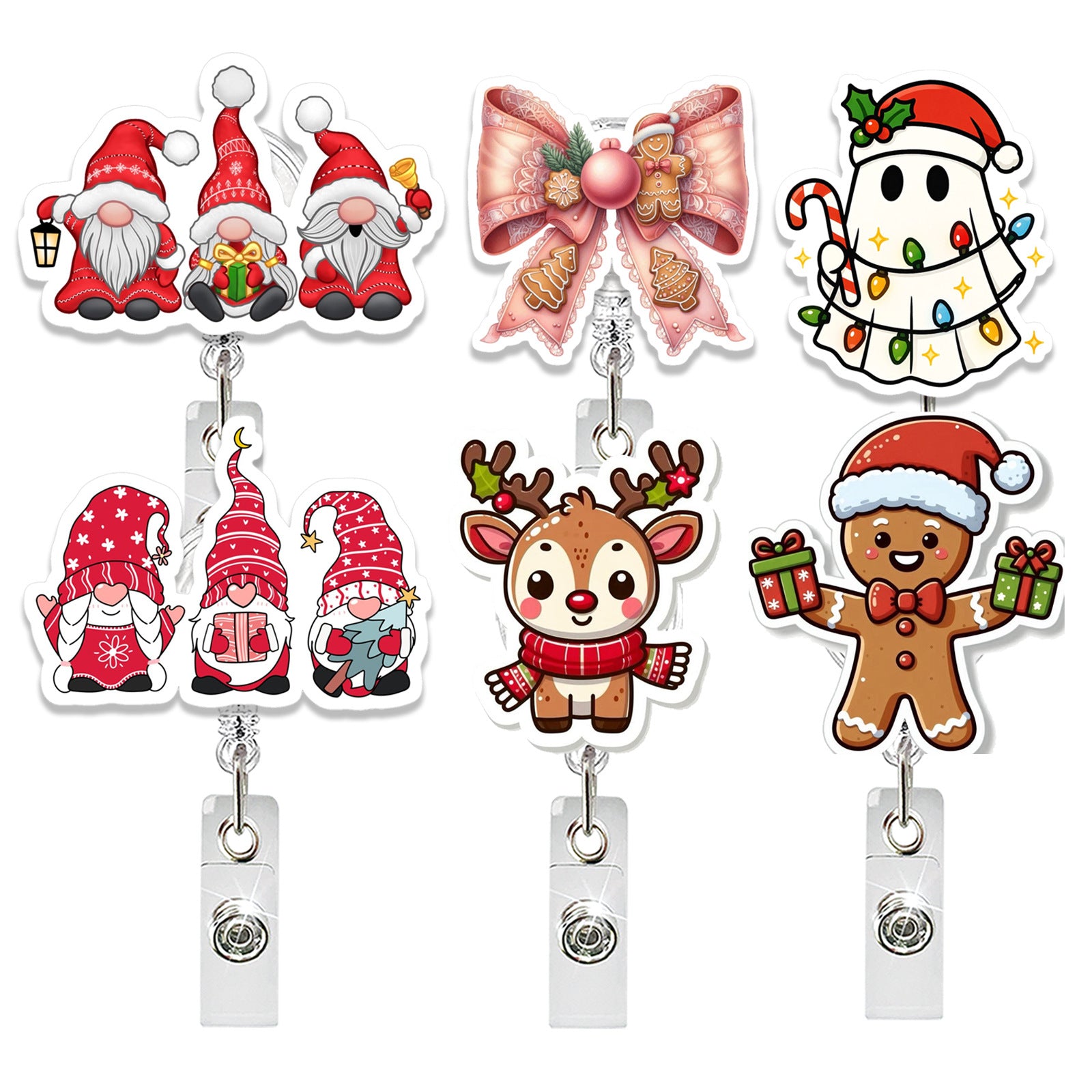Wholesale Christmas Acrylic Dwarf Bow Ghost  Badge Reels