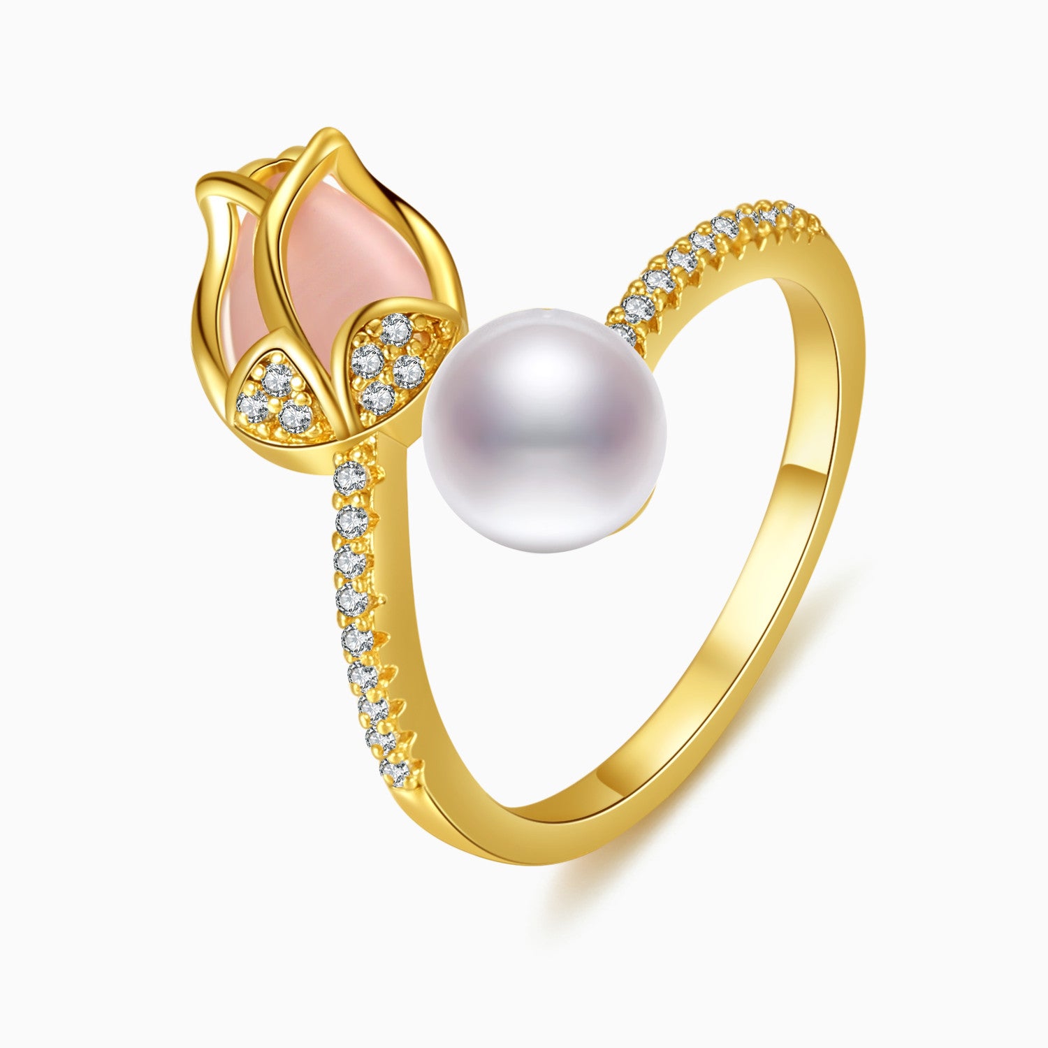 Wholesale Summer Fashion Personality Irregular Tulip Opening Zircon Ring