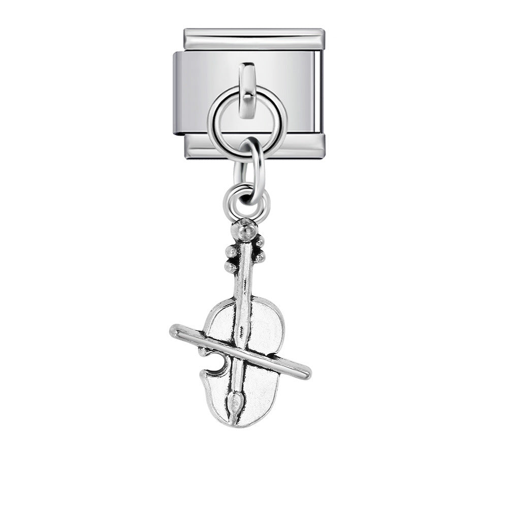 Wholesale Italian Charm Bracelet 9mm DIY Musical Instrument Shaped    Creative Stainless Steel Composable Bracelet