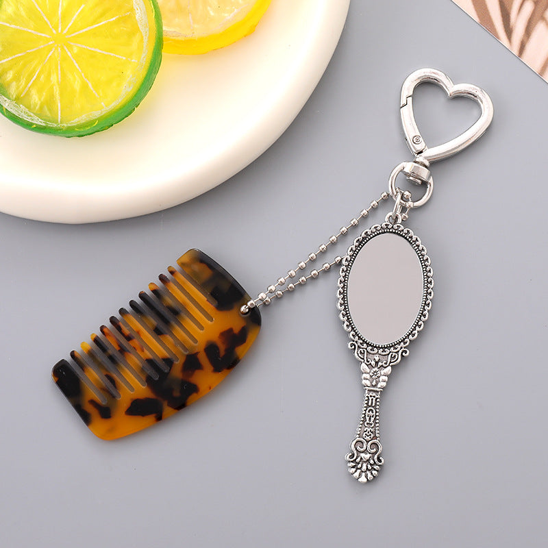 Wholesale Comb Pendant Mini Handle Makeup Mirror Keychain