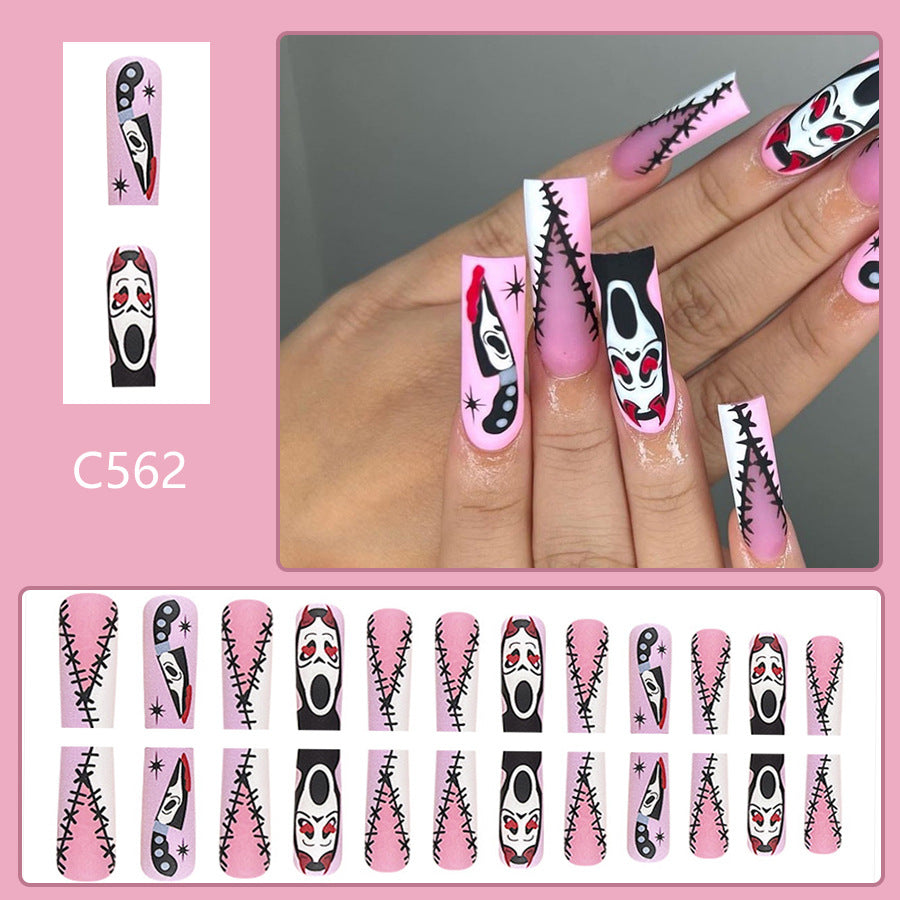 Wholesale 24 Pieces/box Halloween Long Frosted Ballet Nails Press-on Nails Kits Nail Stickers ACC-NS-GuaiXL117