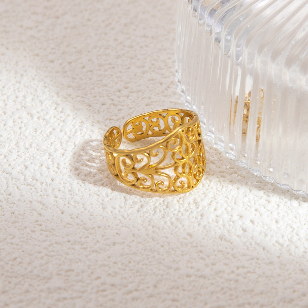 Wholesale Vintage Hollow Stainless Steel Ring Open Rings ACC-RS-YuHui007