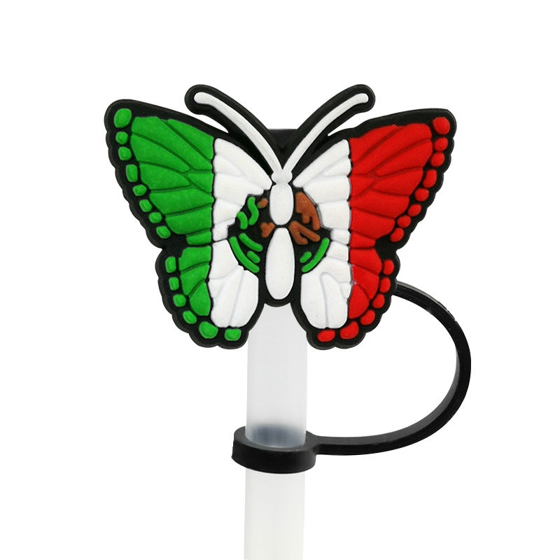 Wholesale 10pcs Personalized Butterfly 10mm PVC Straw Cover Soft Straw Tube Cap ACC-SCR-YiBang014