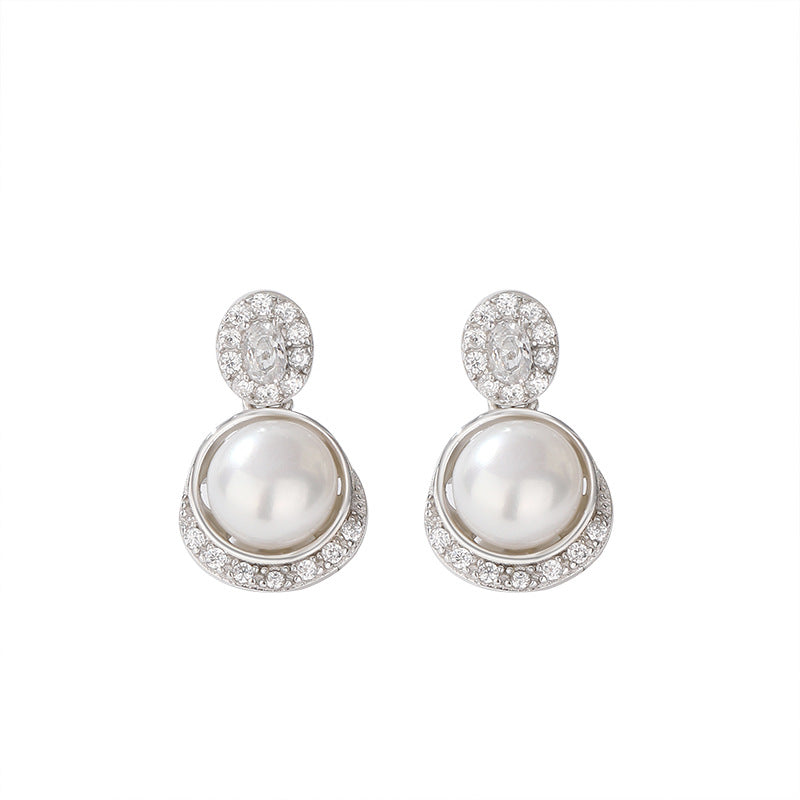 Wholesale Freshwater Pearl Earrings 925 Sterling Silver Niche Design Short Earrings