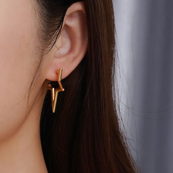 Wholesale  five-pointed star stainless steel plated 18K earrings