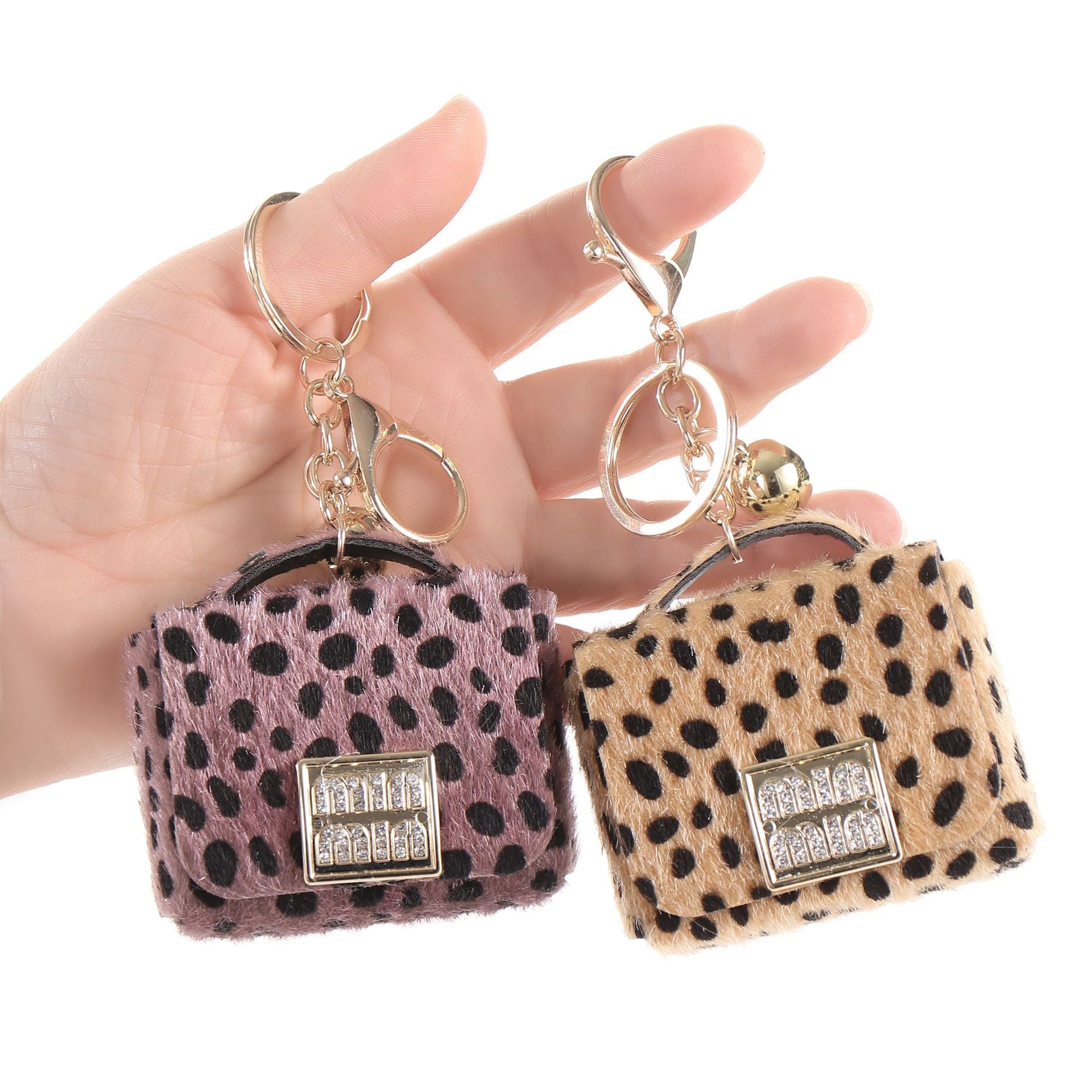 Wholesale Leopard Print Bag Keychain Pendant Leather Purse Charm For Car Key Everyday Gift Boutique Resale