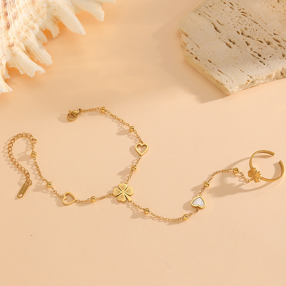 Wholesale Gold-Plated Titanium Steel Tree of Life Ring-Bracelet jewelry Set