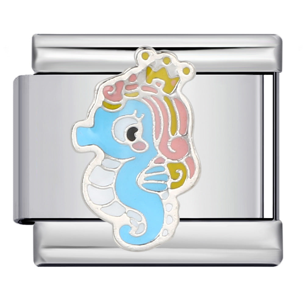 Wholesale Italian Charm Bracelet 9mm DIY Splicing Removable Seahorse Dolphin Stainless Steel Composable Bracelet