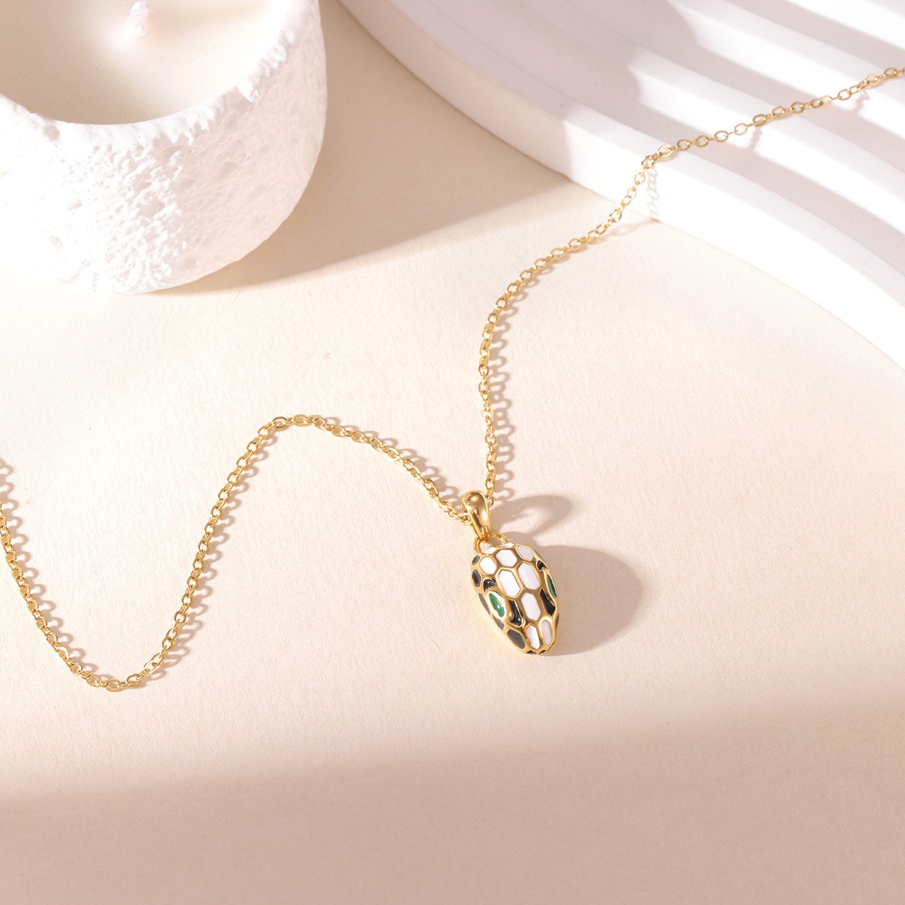 Wholesale Titanium Steel Zodiac choker Snake Necklace with Inlaid Diamonds